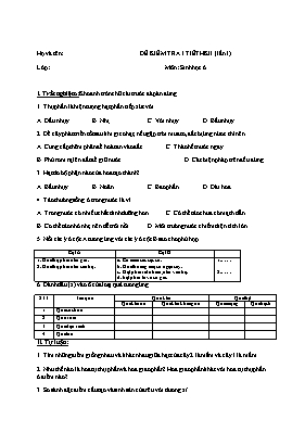 Đề kiểm tra một tiết Sinh học 6 lần 1